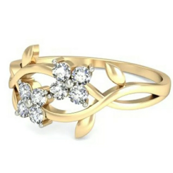 Yellow Gold Leaf Ring - Picture 3 of 5